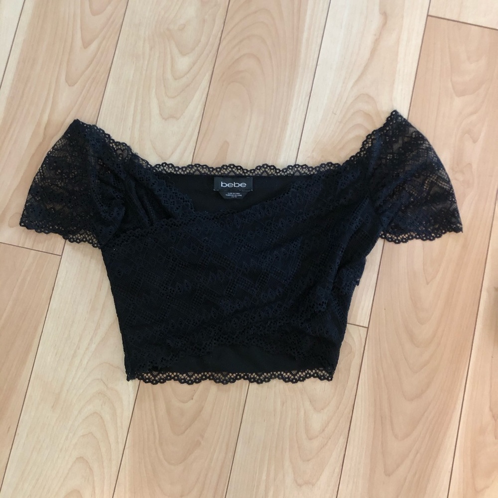 Black lace Bebe crop top